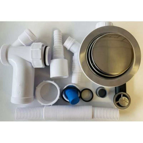 Carton Phoenix Sink waste basin waste parts set with stainless steel strainer and white plastic pipes and fittings