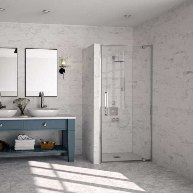 Merlyn 10 Series Pivot Shower Door 900mm Wide - Clear Glass - M101221C - TAP 'N' SHOWER
