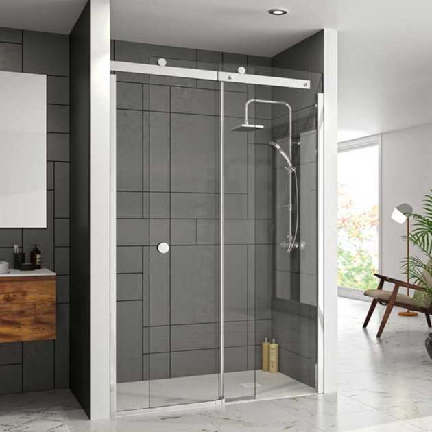 Merlyn 10 Series Sliding Shower Door 1200mm Wide Right Handed - Clear Glass - M108241CR - TAP 'N' SHOWER
