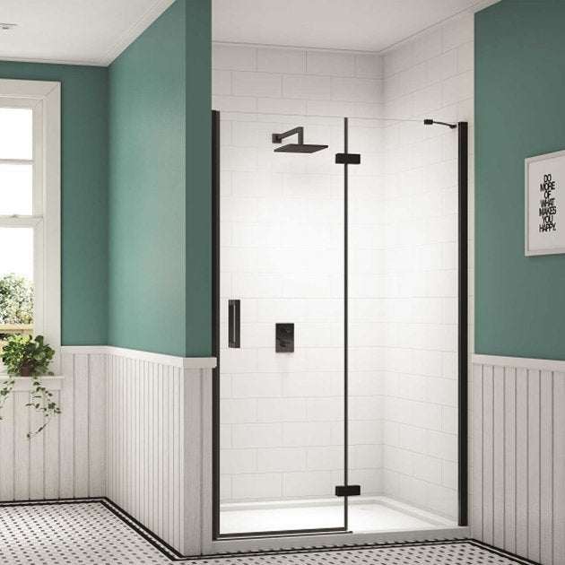 Merlyn Black Inline Recess Hinged Shower Door 1000mm Wide - 8mm Glass - BLKH1000REC - TAP 'N' SHOWER