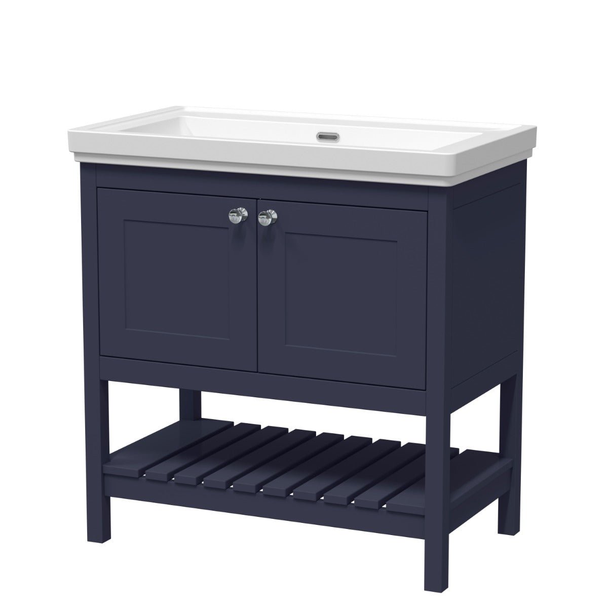 Launde Abbey Floor Standing Vanity with Basin 0TH 800mm - Indigo Blue - TAP 'N' SHOWER
