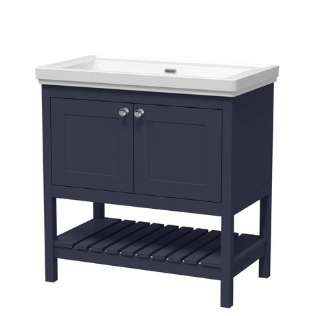 Launde Abbey Floor Standing Vanity with Basin 0TH 800mm - Indigo Blue - TAP 'N' SHOWER