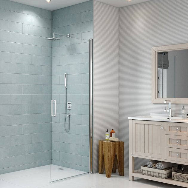 Merlyn 8 Series 850mm to 900mm Wide Frameless Pivot Shower Door - 8mm Glass - S8FPV90 - TAP 'N' SHOWER