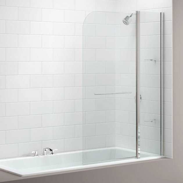 Merlyn Two Panel Round Top Hinged Bath Screen 1500mm High x 1150mm Wide - 6mm Glass - MB3