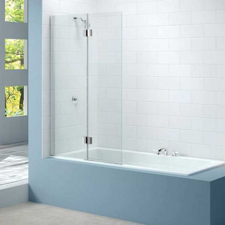 Merlyn Two Panel Square Hinged Bath Screen 1500mm High x 900mm Wide Left Handed - Clear Glass - MB7L