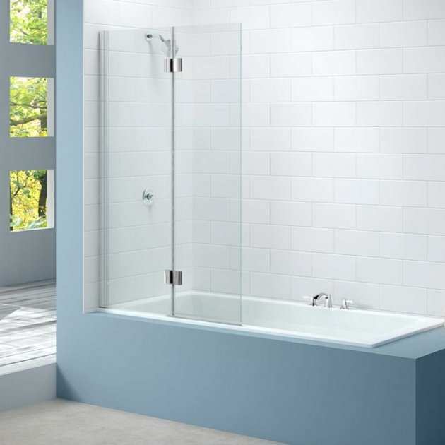 Merlyn Two Panel Square Hinged Bath Screen 1500mm High x 900mm Wide Left Handed - Clear Glass - MB7L
