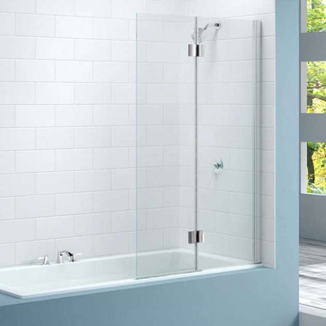 Merlyn Two Panel Square Hinged Bath Screen 1500mm High x 900mm Wide Right Handed - Clear Glass - MB7R