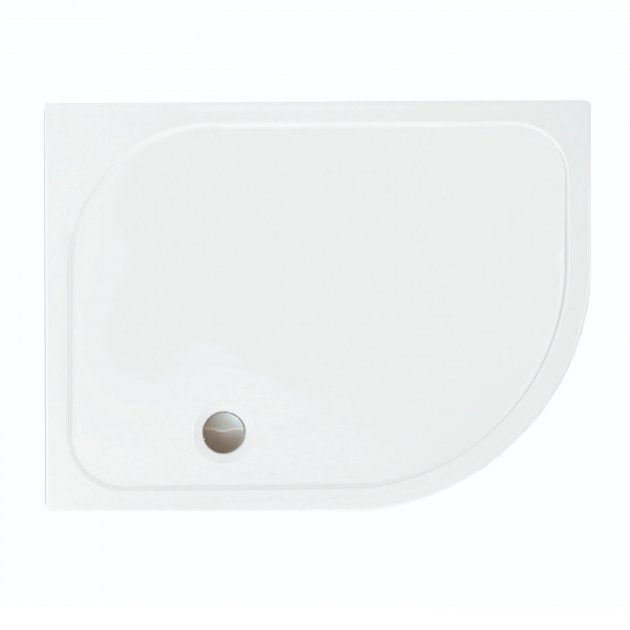 Merlyn MStone 1200mm x 900mm Right Handed Stone Resin Offset Quadrant Shower Tray with Waste - White - D129QR - TAP 'N' SHOWER