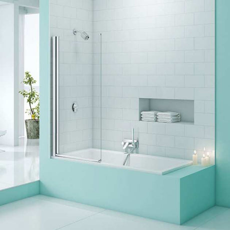 Merlyn SecureSeal Square Hinged Bath Screen 1500mm High X 800mm Wide - 6mm Glass - MS1