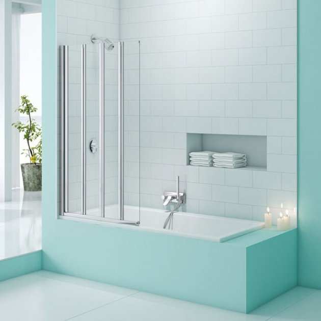 Merlyn SecureSeal Four Folding Bath Screen 1500mm High x 800mm Wide - 6mm Glass - MS4 - TAP 'N' SHOWER