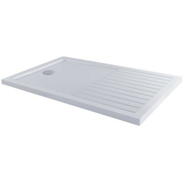 MX Elements Anti-Slip Walk-In Rectangular Shower Tray with Waste 1600mm x 800mm - White - ASST5