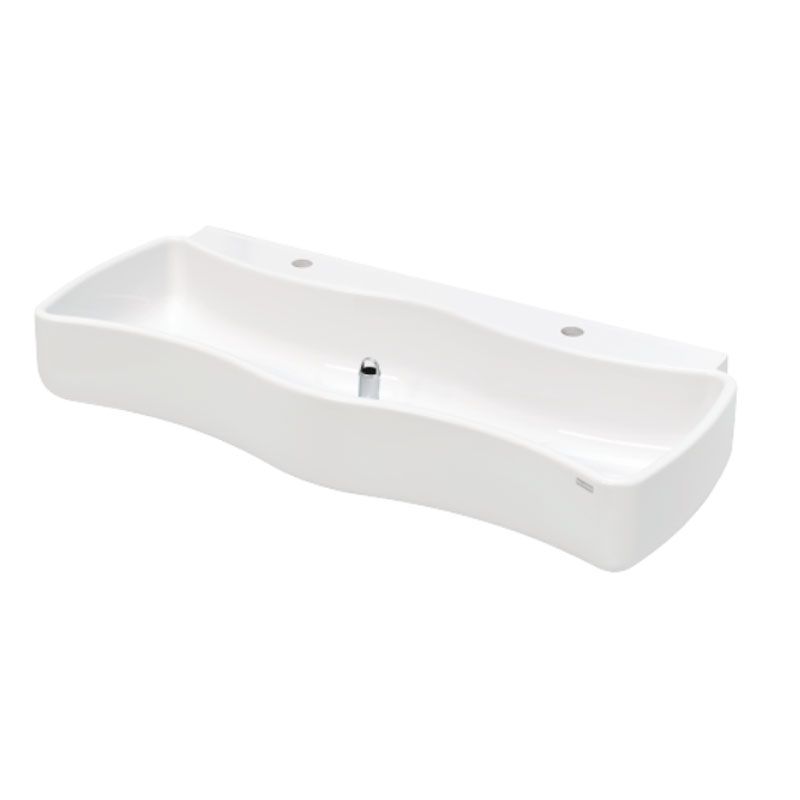 KWC DVS Washino Childrens 2 Tapholes Wash and Play Trough with Tap Landing - White - 203.0000.177 - TAP 'N' SHOWER