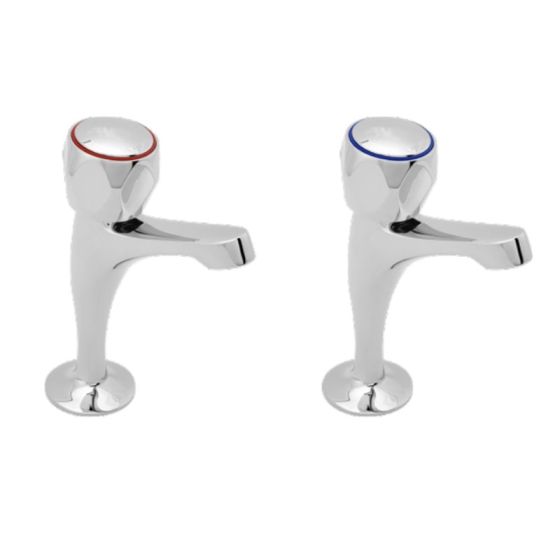KWC DVS Pillar Taps with Fluted Handles F1083N - Chrome - 208.0574.185 - TAP 'N' SHOWER