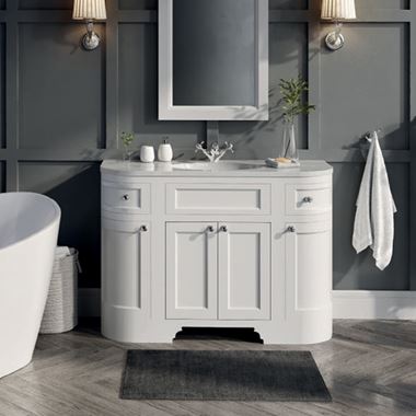 Burlington Freestanding Matt White Corner 1 Door Vanity Unit ONLY 430mm - FC7W - TAP 'N' SHOWER