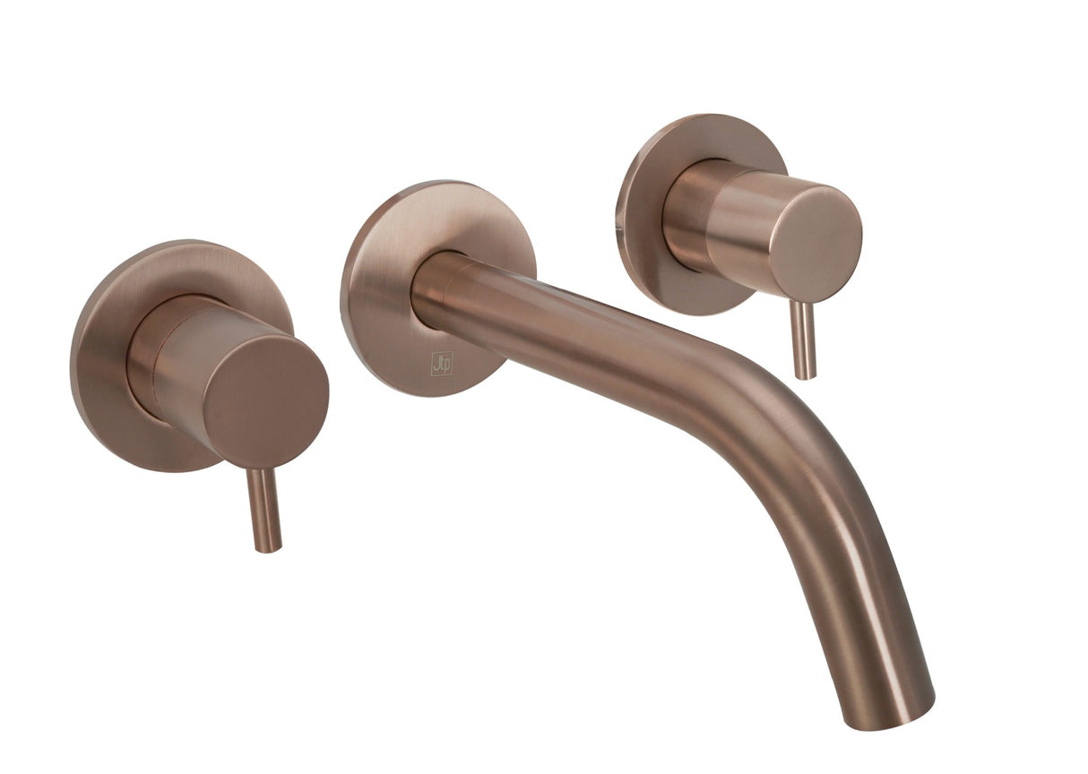 JTP Vos 3 Hole Wall Mounted Basin Mixer - Brushed Bronze - 21089ABRZ - TAP 'N' SHOWER