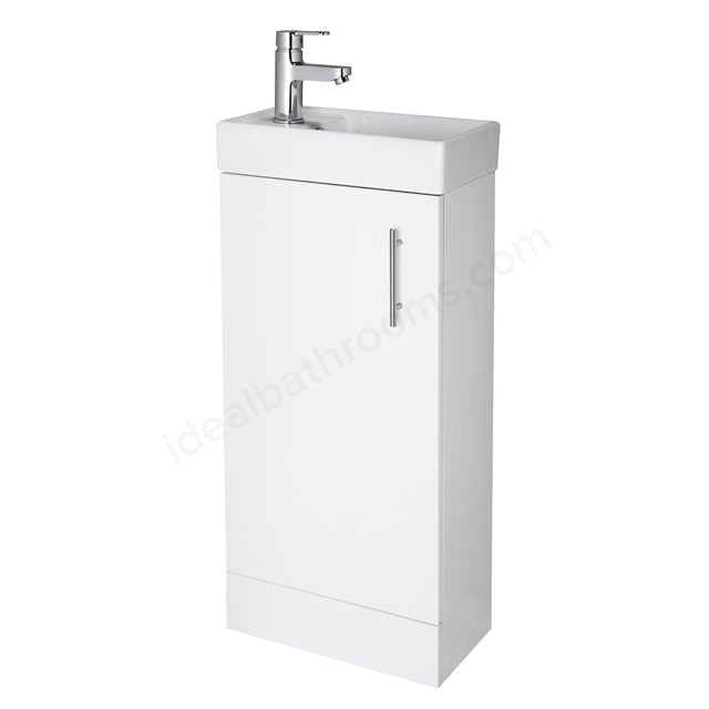 Oakham Alaska Floorstanding Cloakroom Vanity Unit with Reversible Basin - 400mm - White - TAP 'N' SHOWER