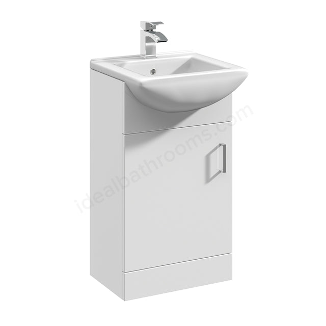 Oakham Alaska Vanity Unit & 1 Tap Hole Basin 1 Door 450mm - White - TAP 'N' SHOWER