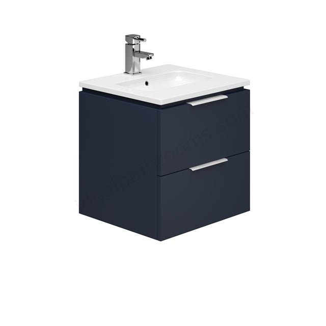 Oakham Dakota Wall Hung Vanity Unit & 1 Tap Hole Basin 500mm - Marine Blue - TAP 'N' SHOWER