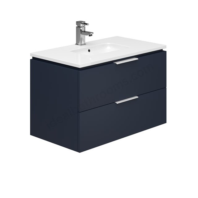 Oakham Dakota Wall Hung Vanity Unit & 1 Tap Hole Basin 800mm - Marine Blue - TAP 'N' SHOWER
