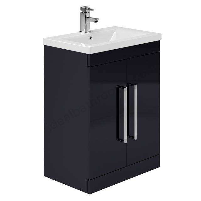Oakham Nevada Floor standing Vanity Unit & 1 Tap Hole Basin 600mm - Indigo Gloss - TAP 'N' SHOWER