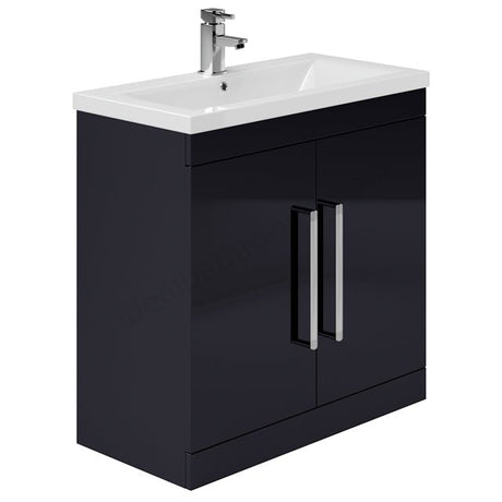 Oakham Nevada Floor standing Vanity Unit & 1 Tap Hole Basin 800mm - Indigo Gloss - TAP 'N' SHOWER
