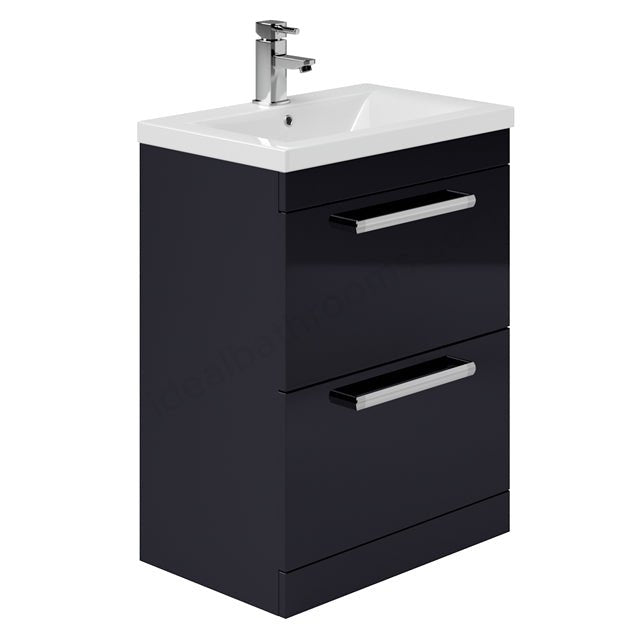 Oakham Nevada Floorstanding Vanity Unit & 1 Tap Hole Basin 600mm - Indigo Gloss - TAP 'N' SHOWER