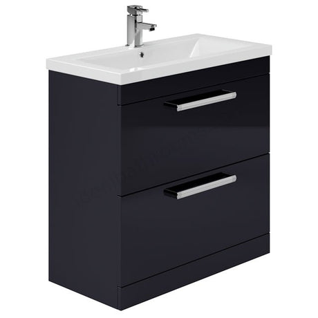 Oakham Nevada Floorstanding Vanity Unit & 1 Tap Hole Basin 800mm - Indigo Gloss - TAP 'N' SHOWER
