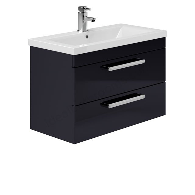Oakham Nevada Wall Hung Vanity Unit & 1 Tap Hole Basin 800mm - Indigo Gloss - TAP 'N' SHOWER
