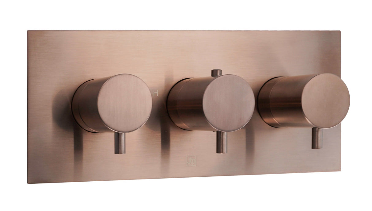 JTP VOS Horizontal Thermostatic Concealed 3 Outlet Shower Valve - Brushed Bronze - 21692ABRZ - TAP 'N' SHOWER