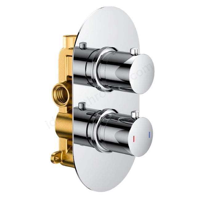 RAK Dual Handle Round 1 Outlet Concealed Thermostatic Shower Valve - Chrome - RAKSHW3201R - TAP 'N' SHOWER
