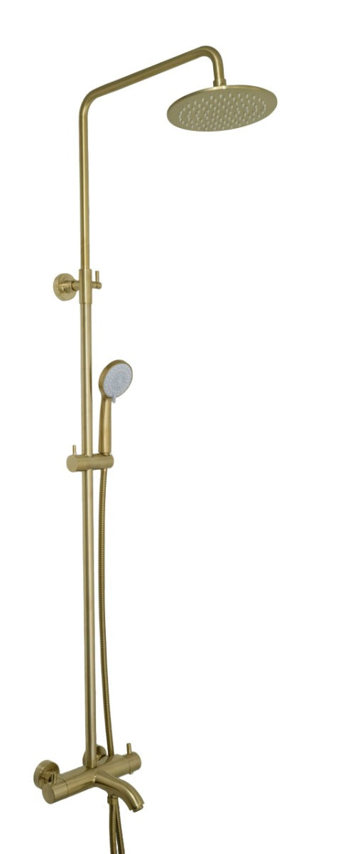 JTP Vos Thermostatic Bar Valve 3 Oulets Adjustable Riser And Multifunction Shower Handle - Brushed Brass - 23101BBR