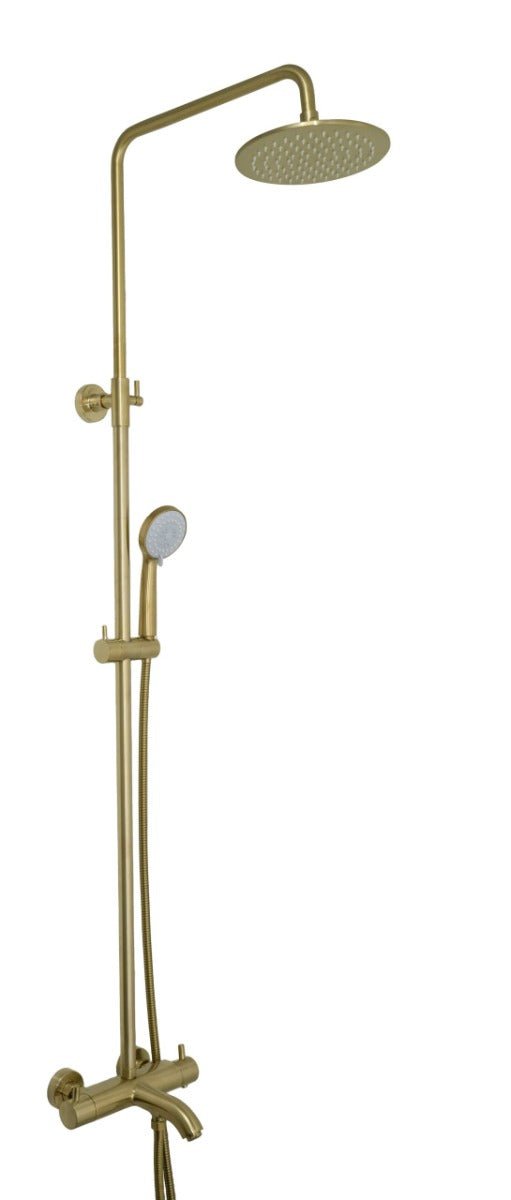 JTP Vos Thermostatic Bar Valve 3 Oulets Adjustable Riser And Multifunction Shower Handle - Brushed Brass - 23101BBR - TAP 'N' SHOWER