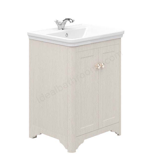 Floor Standing Vanity Unit & 1 Tap Hole Basin 800mm 2 Door - Cashmere Ash - Oakham Maine - TAP 'N' SHOWER