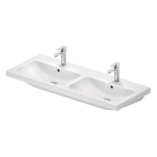 Duravit D - Code Double Wall Hung Double Basin with Overflow 1200mm Wide 2 Tap Hole - White - 24001200002 - TAP 'N' SHOWER