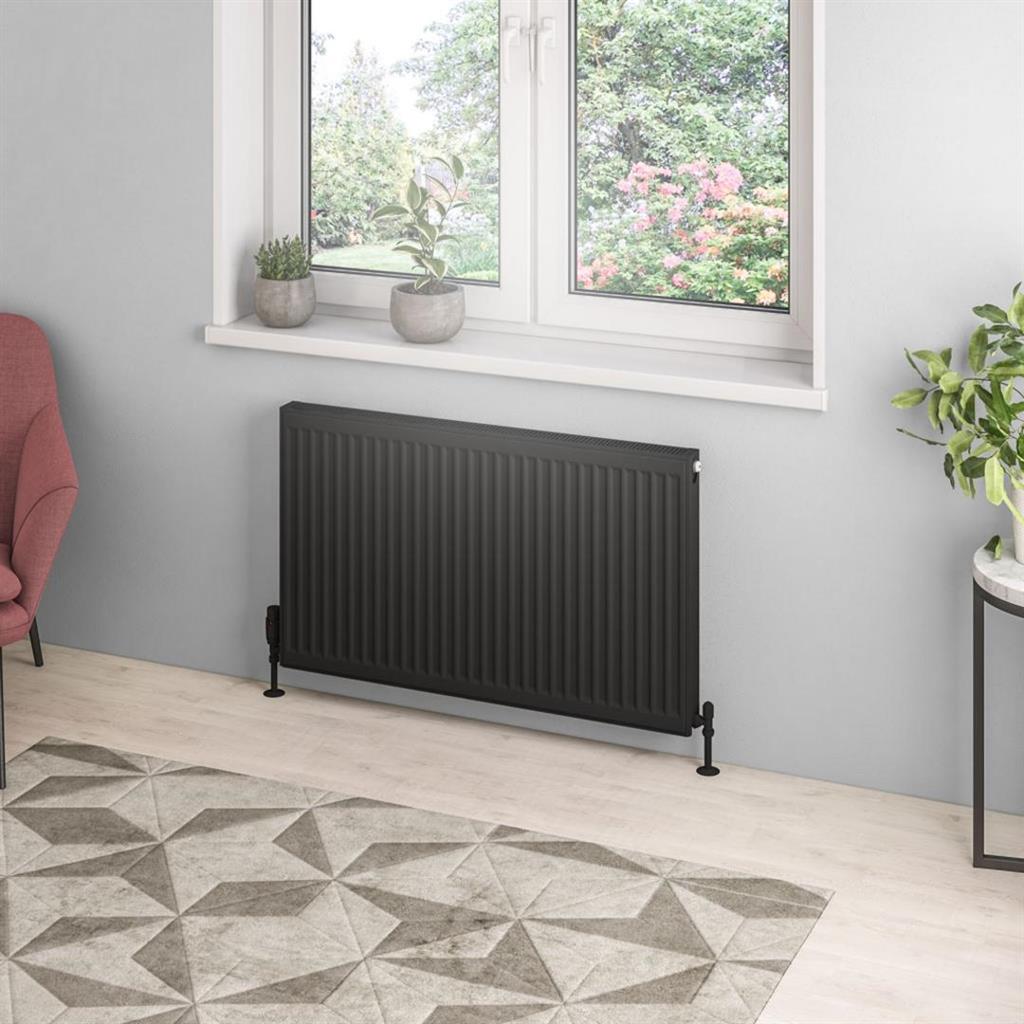 Eastbrook Type 21 Compact Panel Radiator 600mm x 1000mm - Matt Black - 25.0130 - TAP 'N' SHOWER