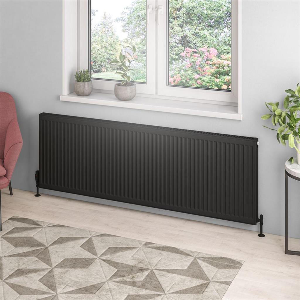 Eastbrook Type 21 Compact Panel Radiator 600mm x 1800mm - Matt Black - 25.0134 - TAP 'N' SHOWER