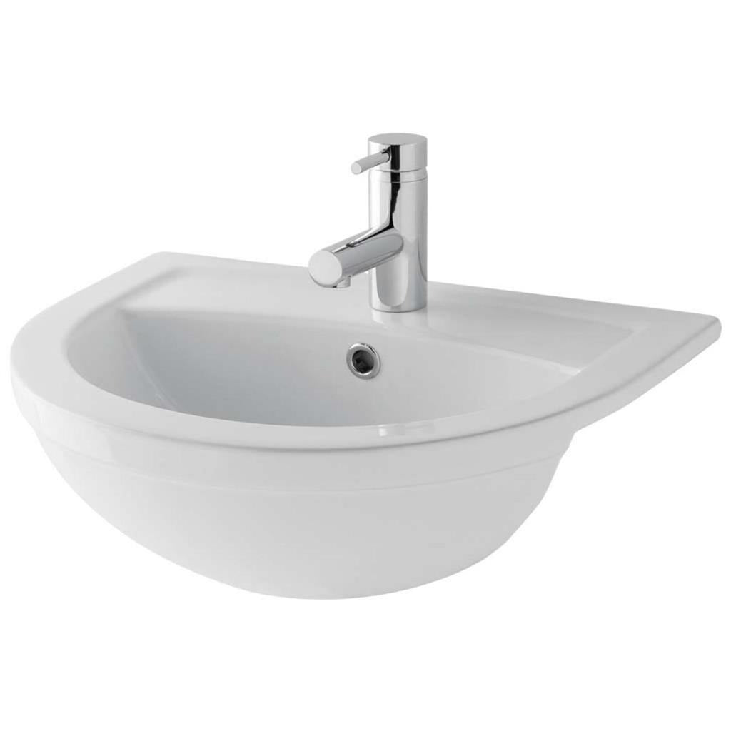 Eastbrook Dura 1 Tap Hole Semi - Recessed Basin - White - 26.0009 - TAP 'N' SHOWER