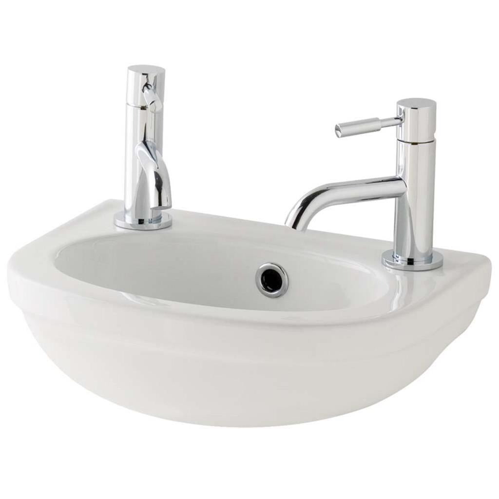 Eastbrook Dura 360mm 2 Tap Hole Cloakroom Basin - White - 26.0011 - TAP 'N' SHOWER