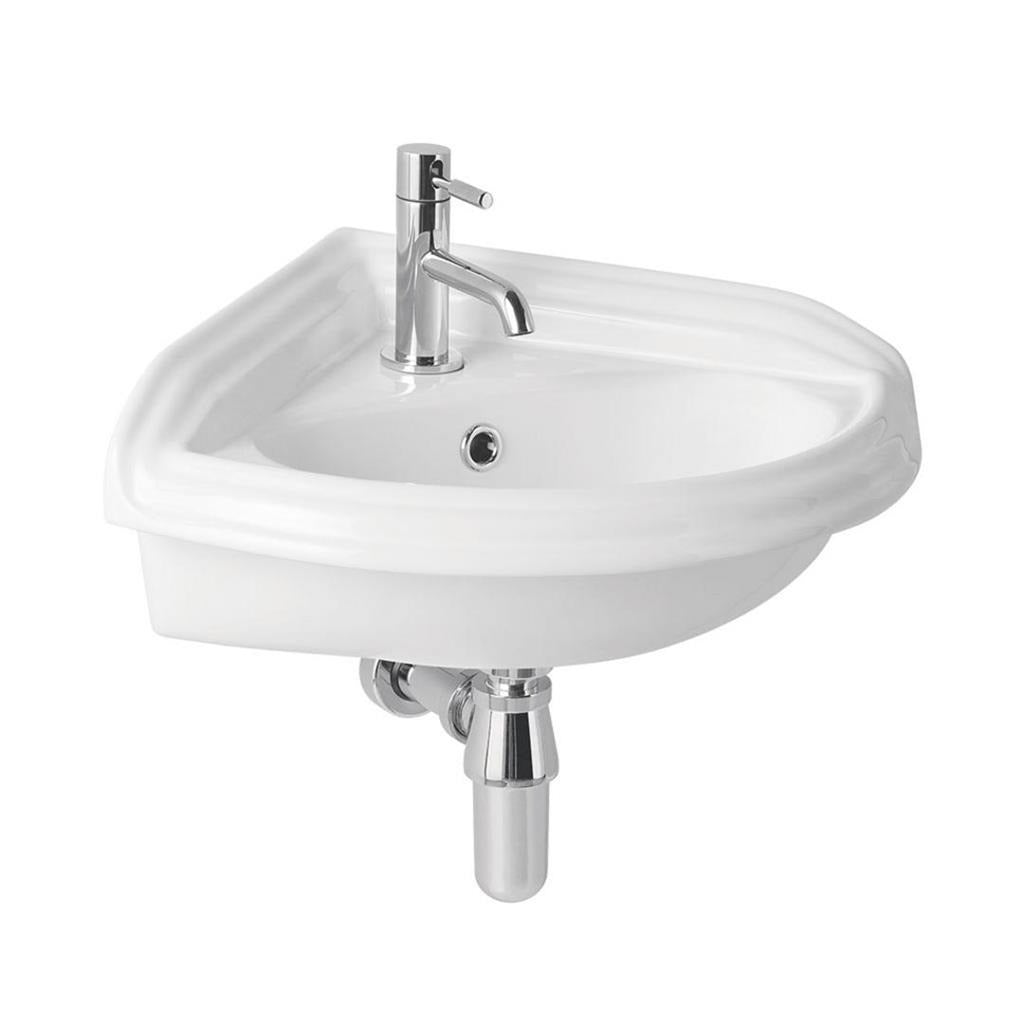 Eastbrook Tamarind 1 Tap Hole Corner Basin - White - 26.0024 - TAP 'N' SHOWER