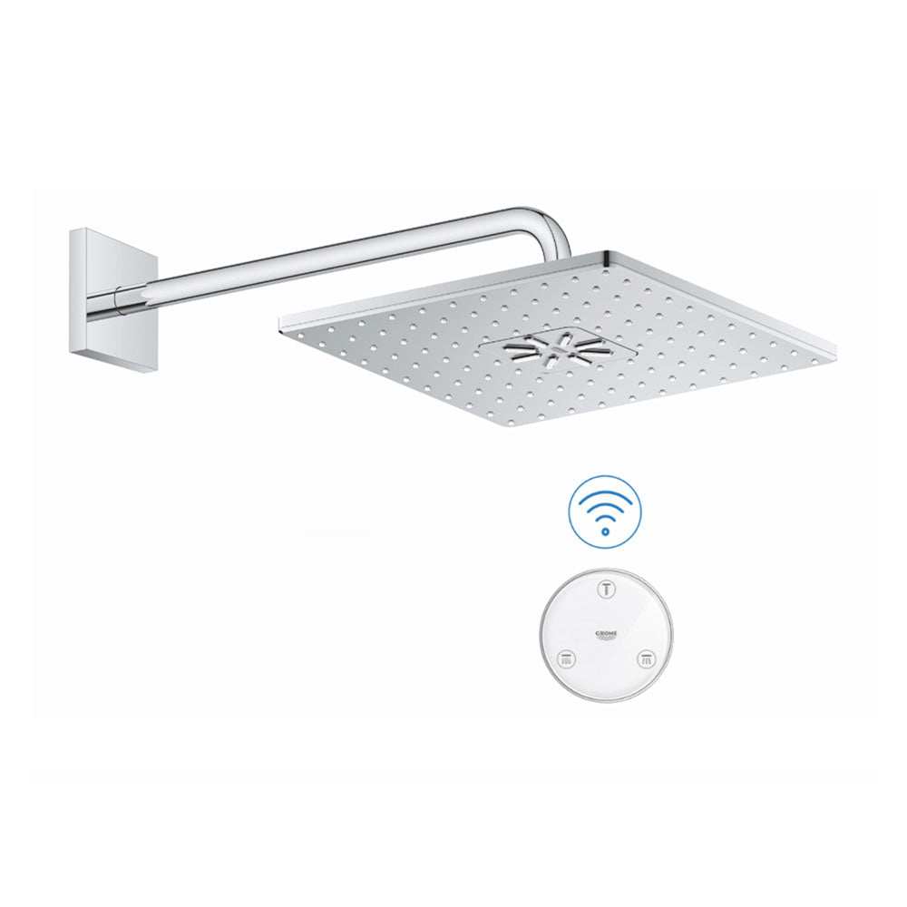 Grohe SmartConnect Wireless RainShower 310 Cube Shower Head & Arm with Remote - 26642000 - TAP 'N' SHOWER