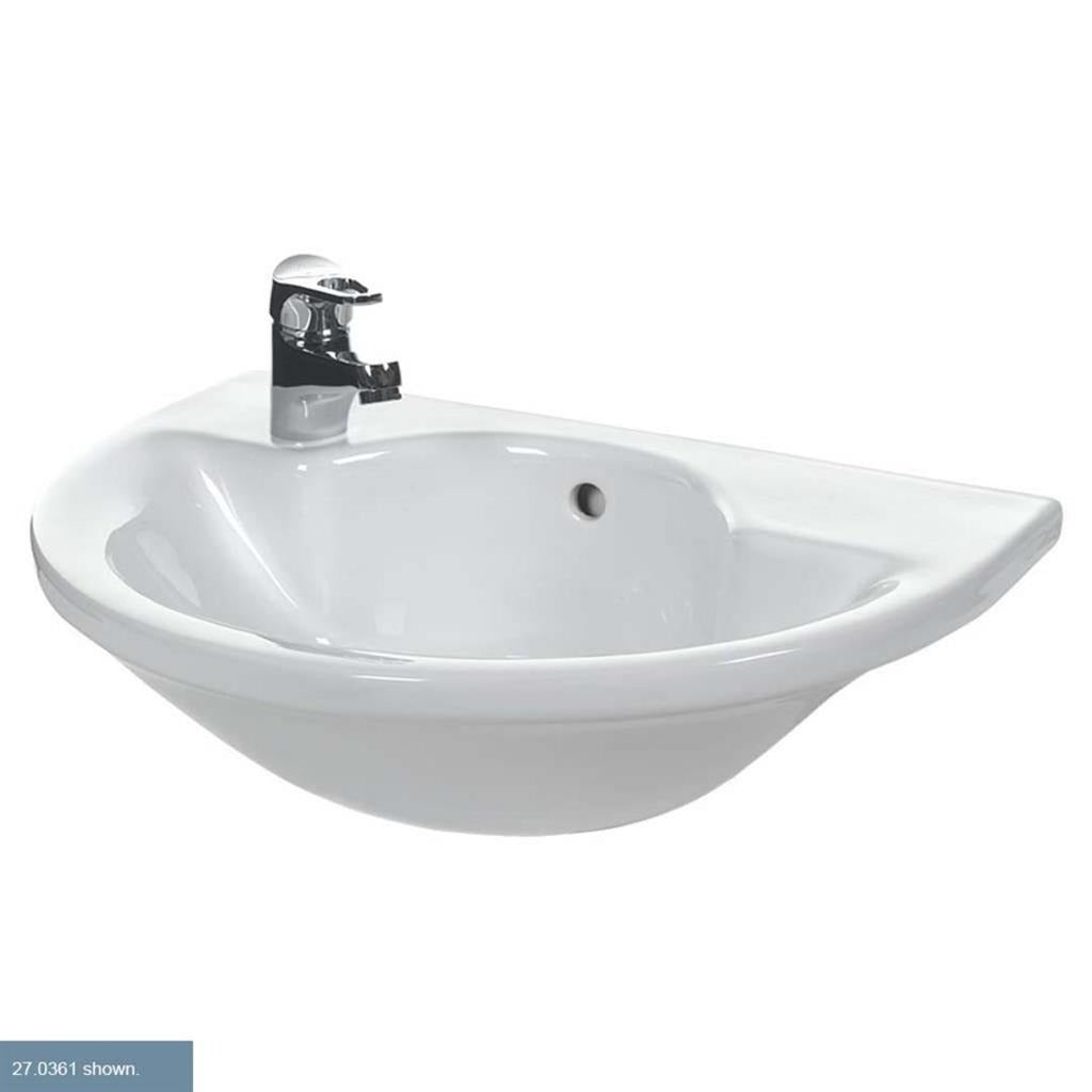 Eastbrook Kompact 2 Tap Hole Semi - Recessed Basin 560mm - White - 27.9361 - TAP 'N' SHOWER