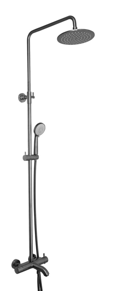 JTP VOS Thermostatic Bar Valve 3 Oulets Adjustable Riser And Multifunction Shower Handle - Brushed Black - 27101BBL