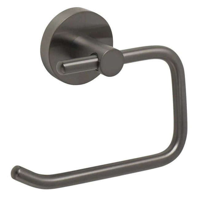 JTP Vos Toilet Roll Holder in brushed black metal with compact, sleek design for modern bathrooms