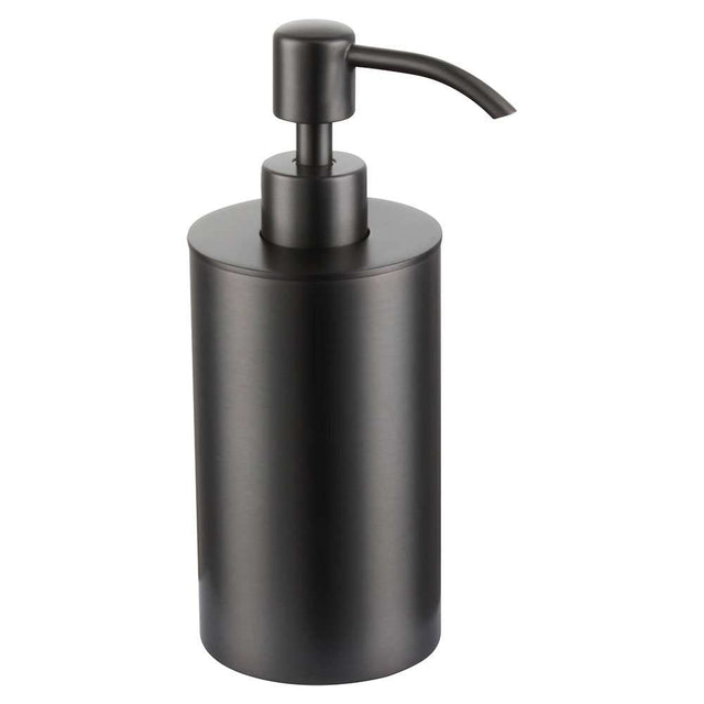JTP VOS Freestanding brushed black soap dispenser with refillable reservoir and durable design