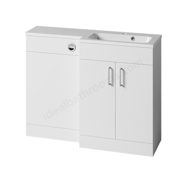 Oakham Montana Combination Basin & Toilet Vanity Unit Pack - Right Hand - 1100mm - Gloss White - TAP 'N' SHOWER
