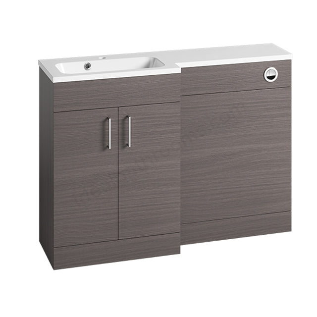 Oakham Montana Combination Basin & Toilet Vanity Unit Pack - Left Hand - 1100mm - Urban Grey - TAP 'N' SHOWER