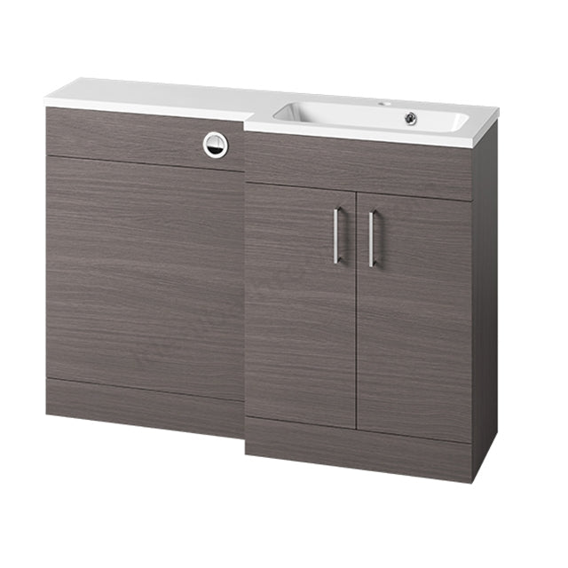 Oakham Montana Combination Basin & Toilet Vanity Unit Pack - Right Hand - 1100mm - Urban Grey - TAP 'N' SHOWER