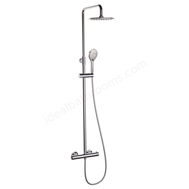 Oakham Clever Round Bar Shower Thermostatic With Fixed Head & Adjustable Handset - Chrome - TAP 'N' SHOWER