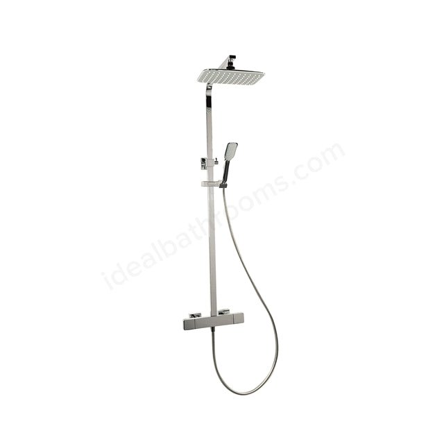 Oakham Nine Square Bar Shower Thermostatic With Fixed Head & Adjustable Handset - Chrome - TAP 'N' SHOWER