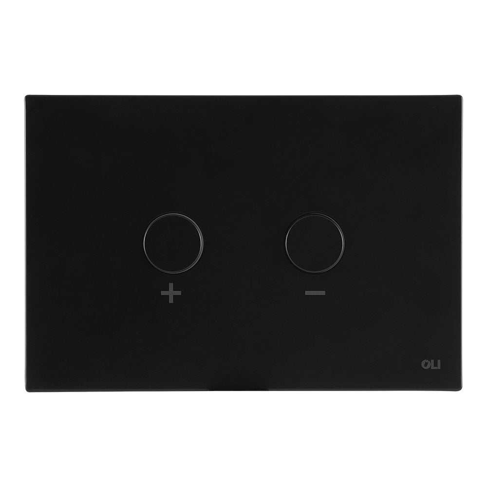 JTP Steel Pneumatic matt black flush plate with dual pneumatic buttons in durable steel design